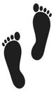 Sole foot print. Black pair of footprint. Human step mark