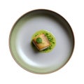 Sole Meunire On Limegreen Smooth Round Plate, French Dish. Generative AI