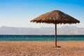 Sole sunshade on a beach