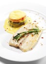 Sole and Vegetable with Sauce Royalty Free Stock Photo