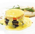 Sole and Vegetable with Yellow Sauce Royalty Free Stock Photo