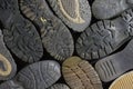 Soled shoes group objects Royalty Free Stock Photo