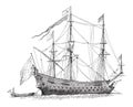 The Soleil-Royal, French Ship, vintage engraving