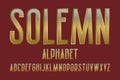 Solemn alphabet. Golden font. Isolated english alphabet