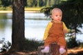 Solemn Baby on Stump