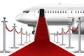 Solemn Boarding White Airplane With Red Carpet