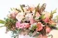 Solemn bouquet of flowers for beautiful ladies, bunch of roses