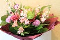 Solemn bouquet of flowers for beautiful ladies, bunch of roses