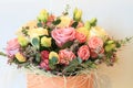 Solemn bouquet of flowers for beautiful ladies, bunch of roses