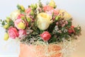 Solemn bouquet of flowers for beautiful ladies, bunch of roses