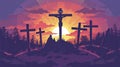 Solemn Commemoration of the Crucifixion on Good Friday with Vibrant Illustration of Jesus on the Cross.