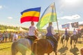 Solemn departure of the group of horse race at the festival