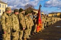 Solemn meeting of troops from the ATO zone in Uzhgorod Royalty Free Stock Photo