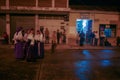 Holy Week in Guatemala: The All Female Penitential Procession of the Seven Sorrows of the Blessed Virgin Mary at night Royalty Free Stock Photo