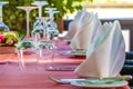 Solemnly laid table with wine glasses Royalty Free Stock Photo