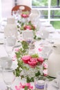 Solemnly laid wedding table Royalty Free Stock Photo