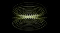 Solenoid field. Magnetic field lines. Central spiraling coil . 3d rendering