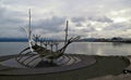 The Solfar - Metal Viking ship sculpture in Reykjavik, Iceland Royalty Free Stock Photo