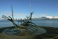 Solfar (Sun Voyager) on Reykjavik's waterfront. The sculpture is Royalty Free Stock Photo