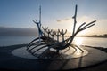 Solfar, Sun Voyager sculpture by Jon Gunnar Arnason on Reykjavik waterfront.