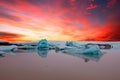 Solheimajokull Glacier in Iceland at sunrise