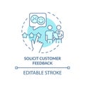 Solicit customer feedback turquoise concept icon