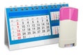 Solid Anti-Perspirant Deodorant, Deodorant Stick with desk calendar, 3D rendering