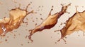 Solid background with splashes of coffee, tea or cola against a transparent background. Set of realistic liquids, such Royalty Free Stock Photo