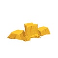 Solid beeswax, isolated natural yellow wax pieces produced by honey bees, raw material