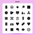 Solid 25 Biology Icon set. Vector Glyph Style Design Black Icons Set. Web and Mobile Business ideas design Vector Illustration Royalty Free Stock Photo