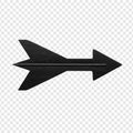 Black Arrow with Stylized Head and Tail Pointing Right on Transparent Background Royalty Free Stock Photo