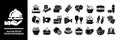 Solid Black Food Processing Icon Collection Featuring Diverse Edible Items Royalty Free Stock Photo