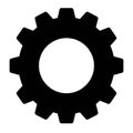A solid black gear icon with a circular center and teeth protruding evenly around the Royalty Free Stock Photo