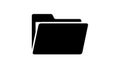 Black icon of an open folder with a document tab on a white background file archive Royalty Free Stock Photo