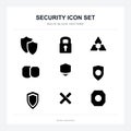 Solid black security icon set for cybersecurity and data protection Royalty Free Stock Photo