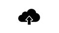 Black silhouette of a cloud with an upward arrow on a white background upload download Royalty Free Stock Photo