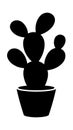Black Silhouette of Potted Prickly Pear Cactus succulent Royalty Free Stock Photo