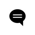 Black Speech Bubble Icon with Two Horizontal Lines on White Background chat message Royalty Free Stock Photo