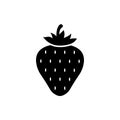 Solid black strawberry fruit icon. Vector EPS 10. Fresh berry illustration. Isolated symbol on white background. Can be Royalty Free Stock Photo