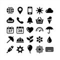 Solid Black Web and App Icons Set Isolated on White Background Royalty Free Stock Photo
