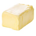 A solid block of creamy yellow butter on a clean white background Royalty Free Stock Photo