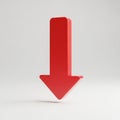 Bold Red 3D Downward Arrow Symbol on a Light Gray Background image photo Royalty Free Stock Photo