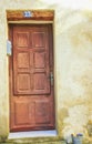 Solid, brown, wood, eight panel, 1500s front door, Sablet, France