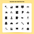 Solid 25 Building and Construction Icon set. Vector Glyph Style Design Black Icons Set. Web and Mobile Business ideas design Royalty Free Stock Photo