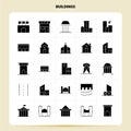 Solid 25 Buildings Icon set. Vector Glyph Style Design Black Icons Set. Web and Mobile Business ideas design Vector Illustration Royalty Free Stock Photo