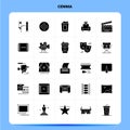 Solid 25 Cenima Icon set. Vector Glyph Style Design Black Icons Set. Web and Mobile Business ideas design Vector Illustration