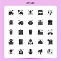 Solid 25 City Life Icon set. Vector Glyph Style Design Black Icons Set. Web and Mobile Business ideas design Vector Illustration Royalty Free Stock Photo