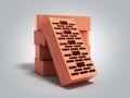 Solid clay bricks used for construction new red brick 3d render on grey gradient background Royalty Free Stock Photo