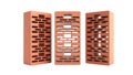 Solid clay bricks used for construction new red brick 3d render on white background no shadow Royalty Free Stock Photo