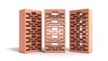 Solid clay bricks used for construction new red brick 3d render on white background Royalty Free Stock Photo